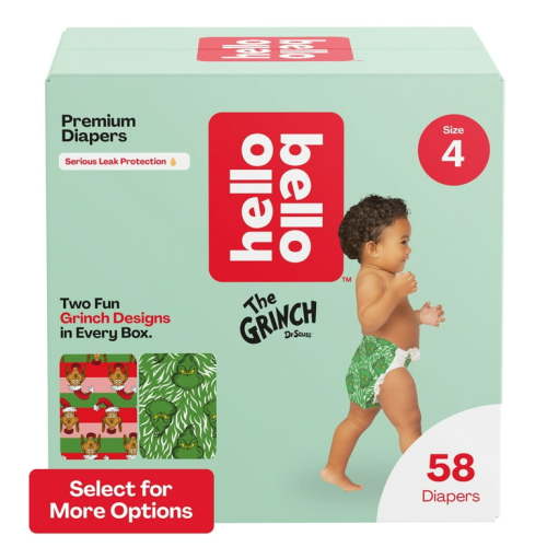 Hello Bello X Dr. Seuss The Grinch Infant Diapers, Size 4, 58ct (Select for More Options)