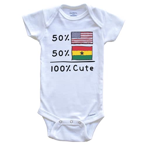 Really Awesome Shirts 50% American 50% Ghanaian 100% Cute Ghana USA Flags One Piece Baby Bodysuit