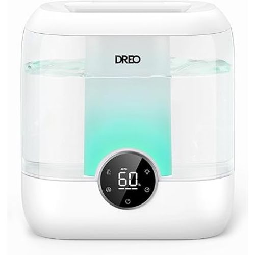 Dreo 6L Top Fill Humidifiers for Bedroom, 60H Runtime, 28 dB Quiet Supersized Cool Mist Humidifiers for Large Room, Air Humidifier for Home, Baby, Plant, Indoor, Night Light, Ultrasonic