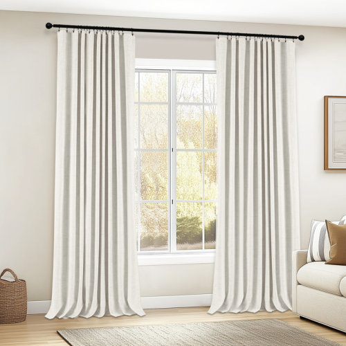 Wade Logan® Birglinde Faux Linen Textured Thermal 100% Blackout Curtains for Bedroom Living Room Rod Pocket/Ring Clips & Reviews | Wayfair
