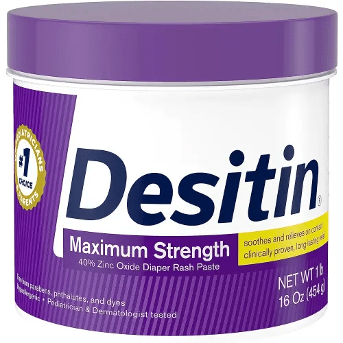 Desitin Maximum Strength Baby Diaper Rash Cream with 40% Zinc Oxide for Treatment, Relief & Prevention, Hypoallergenic, Phthalate- & Paraben-Free Paste, 16 oz