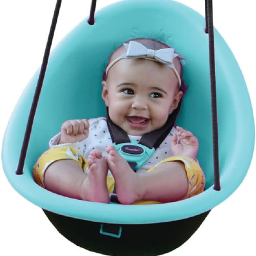 Swurfer Kiwi Toddler Swing – Comfy Baby Swing Outdoor, 3-Point Adjustable Safety Harness, Safe Quick Click Locking System, Foam-Lined Shell, Blister-Free Rope, Easy Installation, Age 9 Months and Up