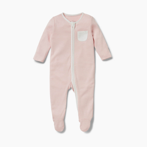 MORI Clever Zip Baby Pajamas - Blush Stripe, Newborn