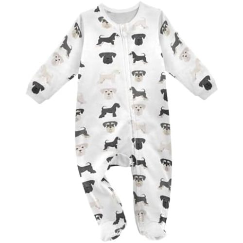 vvfelixl Miniature Schnauzer Dogs Baby Sleepers For Girl Boys Newborn Baby Play One-Piece Footies For 0-24 Months