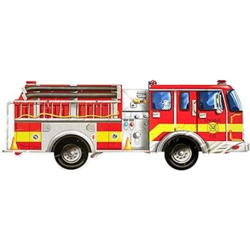 Melissa & Doug Fire Truck Jumbo Jigsaw Floor Puzzle (24 pcs, 4 feet long) Emergency Vehicle Giant Floor Puzzles for Kids Ages 3+ - FSC-Certified Materials