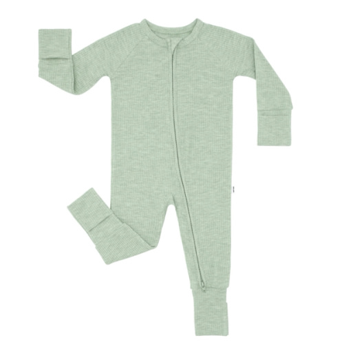 Heather Sage Ribbed Zippy - Little Sleepies