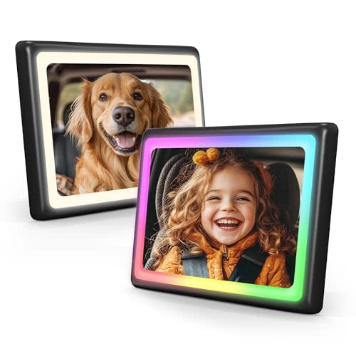 Baby Car Mirror with Light 2-Pack, 7 RGB Colors, 360° Adjustable Rear Facing Car Seat Mirror, Wide Clear View & Shatterproof Safety for Infant Newborn Toddler with Remote