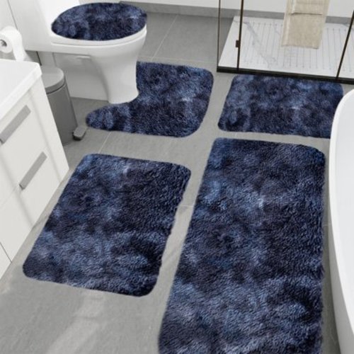 5-Piece Ultra Absorbent Bath Rug Set, Non-Slip Machine Washable Mats for Bathroom/Laundry/Toilet - Quick Dry Thick Floor Protector for Families, Elderly, Pet Owners