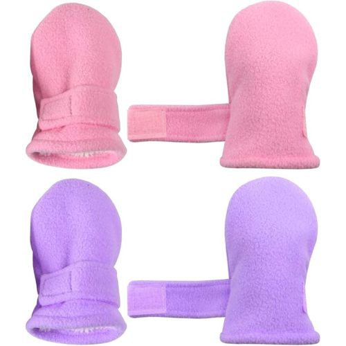 N'Ice Caps Baby Toddler Mittens - Pink/Light Purple Pack, Infant No Thumbs
