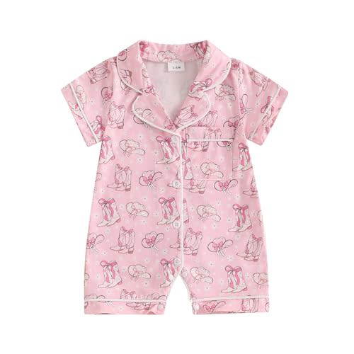 Newborn Summer Pajamas Baby Boy Girl Button Down Romper Cute Infant Sleepwear One-Piece Pjs