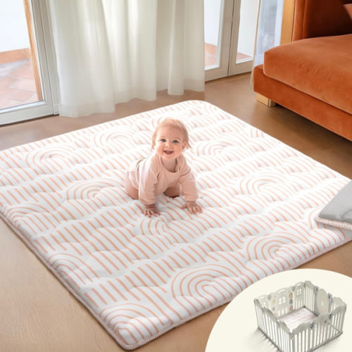 Mallify Baby Play Mat 50"x50", Non-Slip Baby Mat for Floor, Soft Thicker Playpen Mat, Portable Playmat, Crawling Mat for Infants, Babies, Toddlers, Activity Mat, Pink