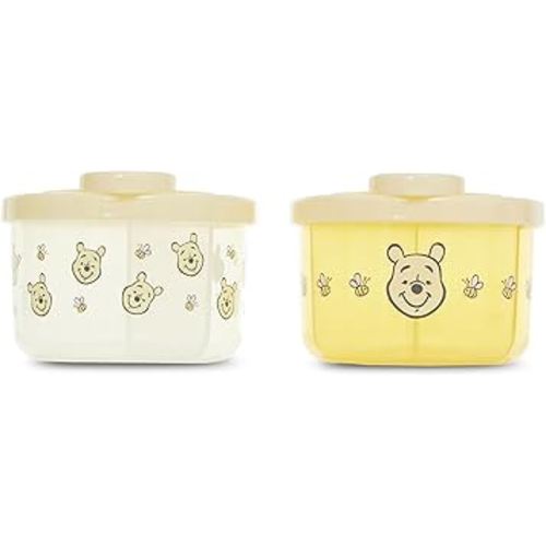 Disney Baby 2 Pack Formula Dispenser with Snap-On Lid for On-The-Go Feedings,Milk Powder Dispenser for Traveling with Infant, (Mickey Mouse, Minnie Mouse, Winnie The Pooh) 2 Pack