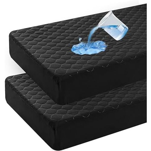 david's kids 2 Pack 52''x28'' Waterproof Crib Mattress Protector Pad Cover, Fitted Standard Crib and Toddler Mattresses, Ultra Soft and Breathable for Boys Girls Neutral, Black