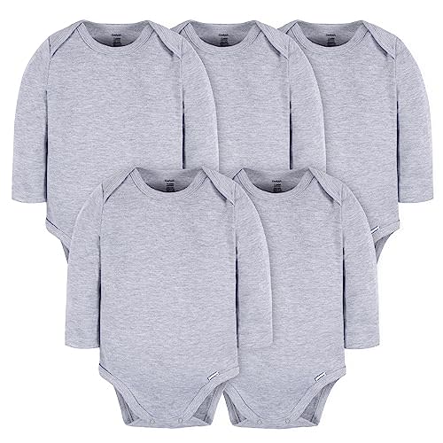 Gerber Unisex Baby Long Sleeve Solid Onesies Multi-Pack Interlock 180 Gsm
