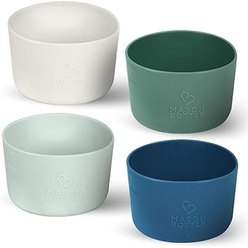 Mason Bottle 4oz Mason Jar Silicone Sleeves (4-Pack) - Regular Mouth Mason Jar Sleeves - Non-Toxic, Dishwasher Safe Small Mason Jar Sleeves for Grip & Protection - Made in USA (Jars NOT Included)
