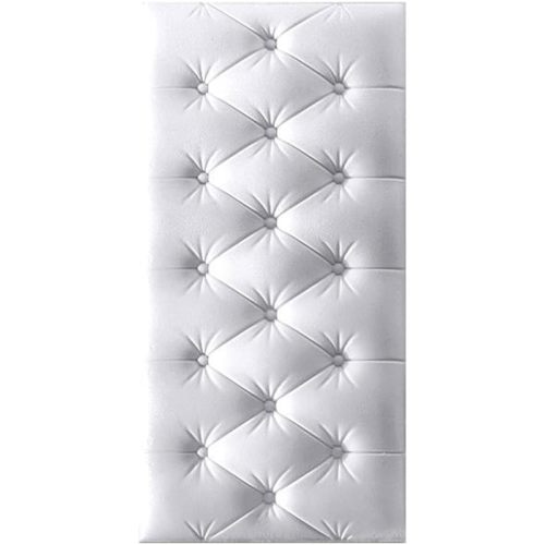 Anti-Collision Wall Padded, 3D Anti-Collision Wall Padding for Kids, Peel and Stick Headboard Self Adhesive Upholstered Headboard Panels Decor for Nursery Bedroom White 27.56x13.79x0.51in