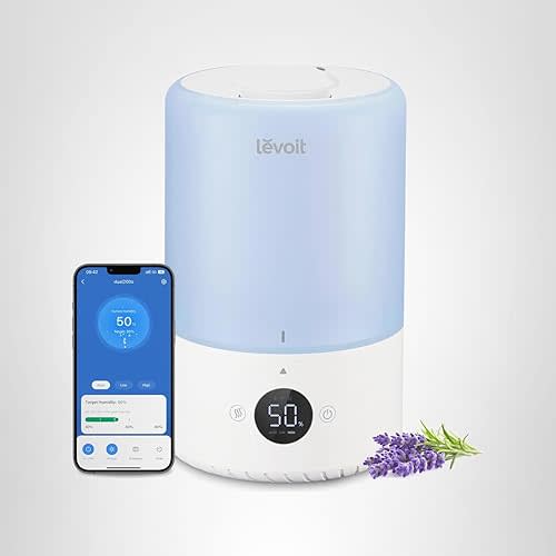 LEVOIT Smart Humidifiers for Bedroom Baby, Top Fill, Customize Humidity for Home, Plants with Humidistat, Essential Oil Diffuser, Schedule, Timer, APP & Voice Control, 3L, Blue