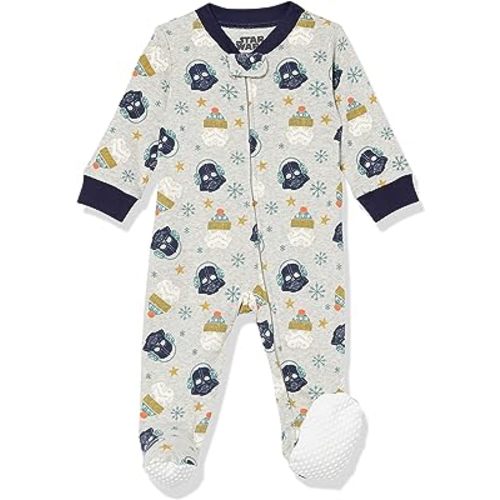 Amazon Essentials Disney | Marvel | Star Wars Unisex Babies' and Toddlers' Snug-Fit Cotton Footed Pajamas, Multipacks