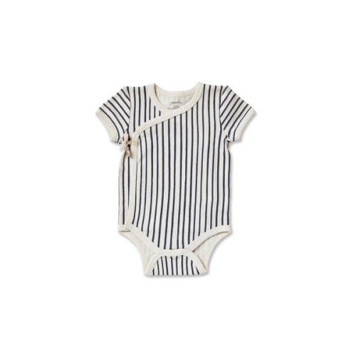 Short Sleeve Kimono One-Piece - Stripes Away Ink Blue, 3-6m