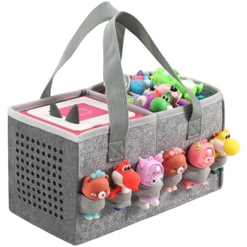 Carrying Case for Toniebox Starter Set and Tonies Figurines, Travel Felt Cloth Musical Toy Folding Bag for Toniebox Accessories (Gray)