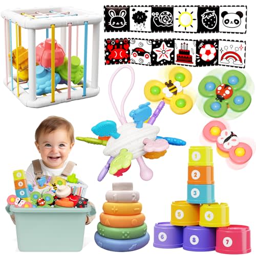FLLOBE Montessori Toys for Babies 6-12 Months, Baby Toys 6-12 Months, Montessori Toys for 1+ Year Old, Infant Toys 6-12 Months, 6 in 1 Baby Girl Boy Gifts