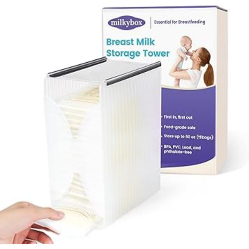 Freeze Organizer and Tower for Breastmilk Storage Bags, First-in First-Out Container Storing System with Quick-Freeze Tray to Freezing Breastmilk, Reusable and Breastfeeding
