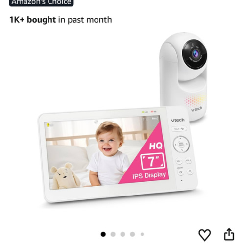 VTech 7" Baby Monitor with IPS Screen, Pan Tilt Zoom Camera, No WiFi Video Baby Monitor with Camera and Audio, Multi-Color Night Light, 2-Way Talk, Lullabies, Advanced HQ Max