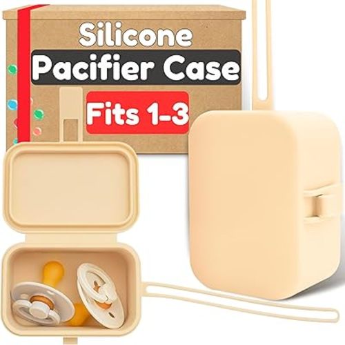 Baby's Aid Baby Silicone Pacifier Case for Diaper Bag, Stroller or Purse | Fits 1-3 Pacifiers, Fully Sealable Closure | BPA Free, Easy to Clean One-Piece Design, Pacifier Holder Case, Binky Holder