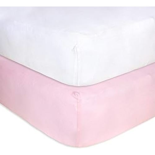 Burts Bees Baby Solid Fitted Crib Sheet Organic Cotton BEESNUG - Cloud White, Fits Unisex Standard Bed and Toddler Mattress, Infant Essentials, 52 x 28 Inch 2-Packs