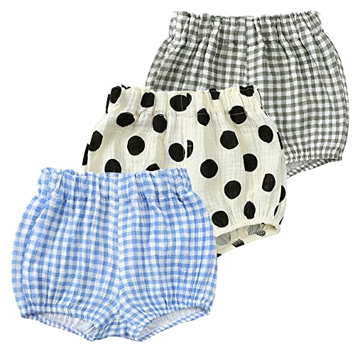 MYGBCPJS Baby Girls Boys 3 Pack Cotton Linen Blend Cute Bloomer Shorts Loose Harem Shorts