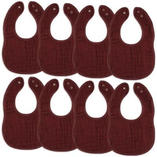 Muslin Cotton Baby Bibs, 8 Pack, Adjustable Size with Easy Snaps, Soft and Super Absorbent, Washable and Reusable By Comfy Cubs - Mauve