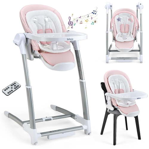 OLAKIDS 3 in 1 Baby High Chair, Electric Baby Swing, Infant Booster with Remote Control, Removable Tray, Double Cushion