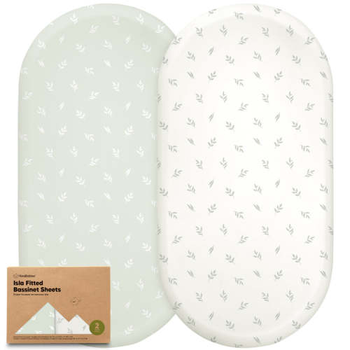 2-Pack Isla Fitted Bassinet Sheets (Herb) Herb