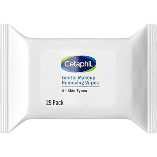 Cetaphil Gentle Makeup Removing Face Wipes, Daily Cleansing Facial Towelettes Gently Remove Makeup, Alcohol and Fragrance Free, 25 Count