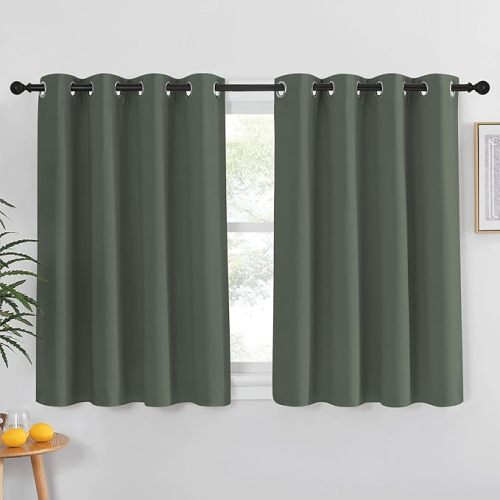 NICETOWN Blackout Curtain for Kids Room - Triple Weave Microfiber Home Thermal Insulated Solid Ring Top Blackout Panel/Drape for Bedroom(Dark Mallard, 1 Panel, 52 x 54 inches)