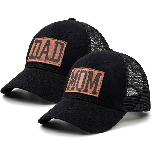 KOLWOVEN Mom and Dad Hats -Mom Dad Gifts Hat Adjustable Baseball Caps Gift for Couples Parents Black