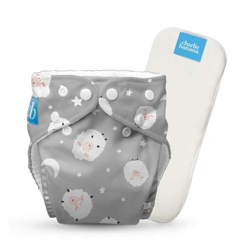Charlie Banana Baby Washable Reusable Cloth Diapers One-Size Multi-Color Grey 1 Pack
