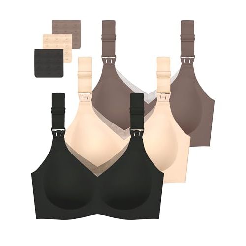 Gailife 3 Pack Nursing Bras for Breastfeeding Seamless V Neck Mesh Maternity Bra Comfort Pregnancy Sleep Bralette