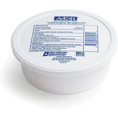 A-E-R Pre-Moistened Witch Hazel Pads, 40 Count (Pack of 4)