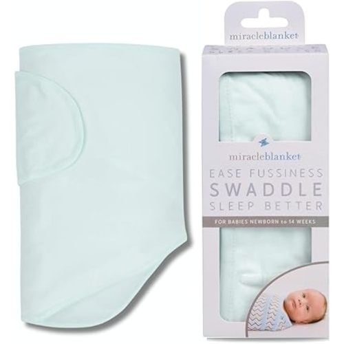 Miracle Blanket Swaddle Wrap - Boy, Girl, or Neutral Receiving Baby Blanket - Soft, Wearable Sleep Sack Essential for Newborns and Infants (Mint)
