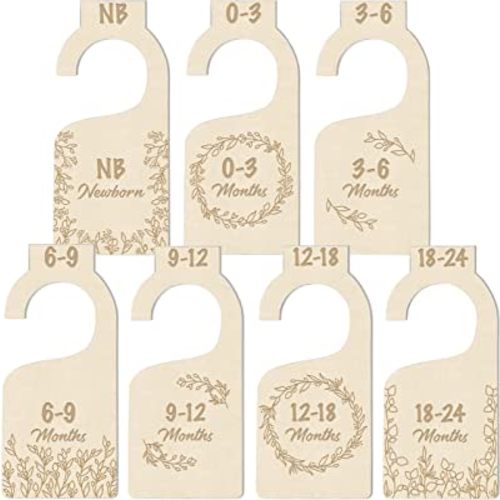 Baby Closet Size Dividers - 7x Premium Wood Nursery Closet Dividers for Baby Clothes - Botanical Eucalyptus Vines Leaf Plant Greenery Boho Nursery Decor - Baby Closet Dividers for Boy or Girl - [Wood]