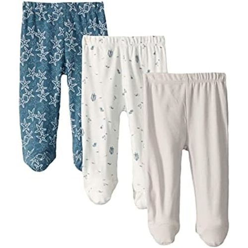 Spasilk Baby Boys' 3 Pack Cotton Pull on Footed Pants