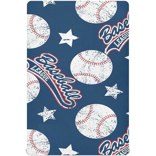 Baby Crib Sheet Star Baseball Sport Crib Mattress for Boys and Girls Playard Sheet Soft Breathable Fitted Baby Mattress Cover 52x28in