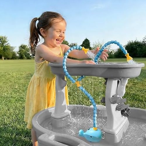 Rechargeable Water Table Pump(Huge Water Output),Kids Sand Water Play Pump,whale-shaped design, 3 Spray Modes, IPX7 Waterproof,Outdoor Toddler Activity Table Accessory