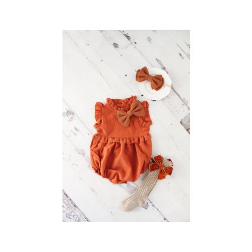 Boho Chic Fall Pumpkin Spice Baby Girl's Romper, Girl Fall Outfit, Rustic Pumpkin Baby Romper Girl Outfit, 1st Birthday, Fall Outfit Ginger