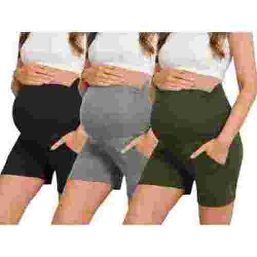 Bearsland Women's Maternity Shorts over Belly Pregnancy Yoga Workout Lounge Pajama Shorts with Pocket 3-Pack
