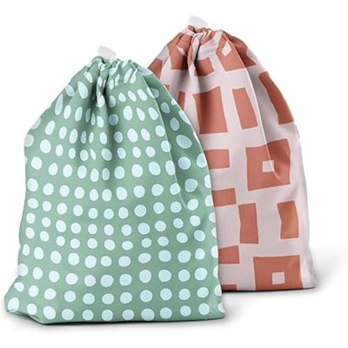 Esembly Ditty Bag Duo, Waterproof Wet Dry Bags for Cloth Diapers, Messy Baby Accessories, Swimsuits, Gym Clothes, Toiletries and Snacks - Stellar and Theory (Pack of 2)