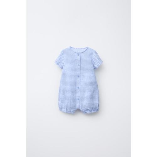 GINGHAM ROMPER - Blue | ZARA United States