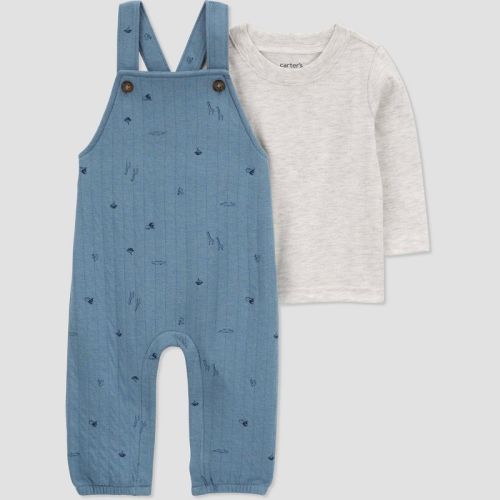 Carter's Just One You® Baby Boys' Quilted Undershirt & Bottom Set - Blue/gray Newborn