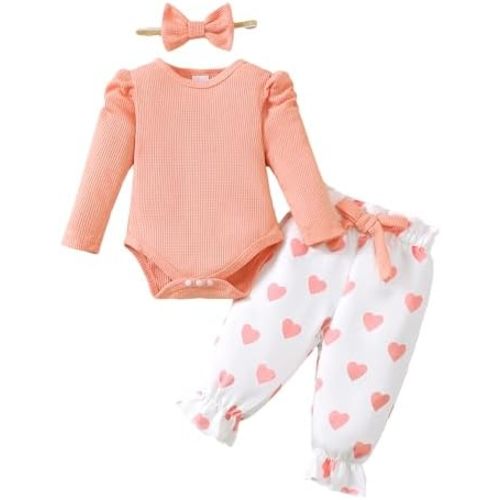 Mioglrie Baby Girl Clothes Newborn Girl Fall Winter Outfits Pants Set Preemie Infant Clothing Headband 0 3 6 12 months